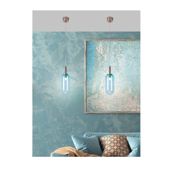 Lampadario LED blu con paralume in vetro ø 13 cm Fiuggi – Candellux Lighting-image-4