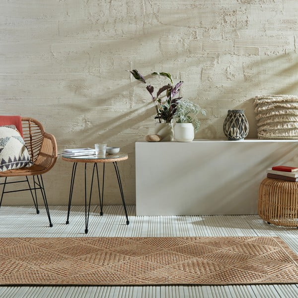 Passatoia da esterno in colore naturale 80x230 cm Nora Diamond - Flair Rugs-image-1