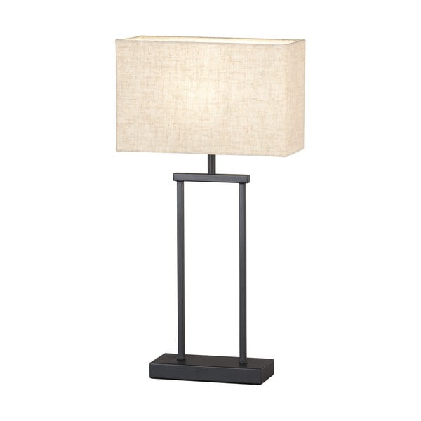 Lampada da tavolo nera e beige con paralume in tessuto (altezza 52 cm) Ann - Fischer & Honsel