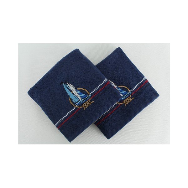 Set di 2 asciugamani Yelken blu scuro, 50x90 cm - Foutastic