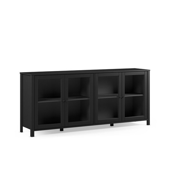 Vetrina nera in pino massiccio 186x80x40 cm Alessandra – Marckeric
