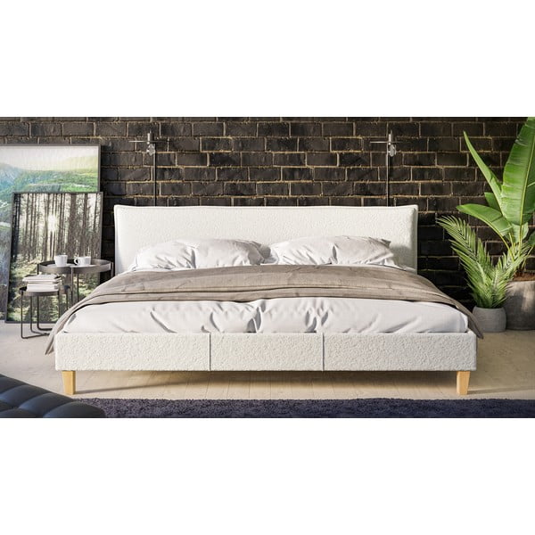 Letto matrimoniale imbottito crema con griglia 200x200 cm Tina - Ropez-image-1