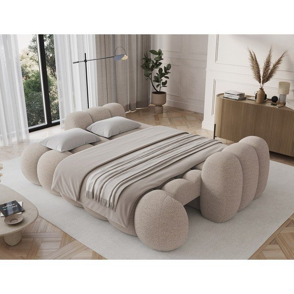 Divano beige allungabile con rivestimento in bouclé 256 cm Cotonn – ELTAP-image-3