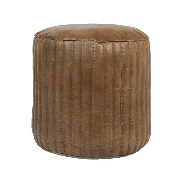 Pouf in pelle marrone ø 42 cm Luko - Light & Living
