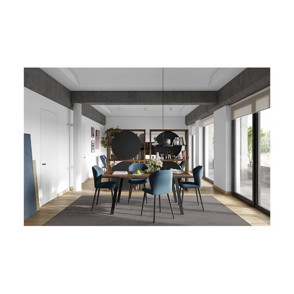 Tavolo da pranzo con piano in noce e gambe nere Drift - TemaHome-image-3