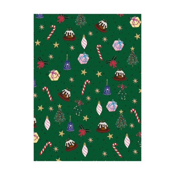 5 fogli di carta da regalo verde , 50 x 70 cm Christmas Fun - eleanor stuart