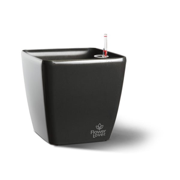 Vaso autoinnaffiante grigio antracite , 18 x 18 cm Quadrato - Flower Lover