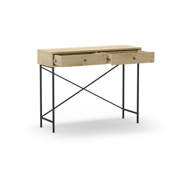 Consolle con piano in rovere decorato in colore naturale 35x110 cm Titan - Marckeric-image-3