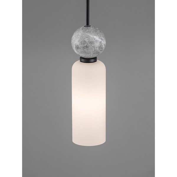 Lampadario nero opaco in pietra con paralume in vetro ø 6 cm Filomena – Nova Luce-image-2