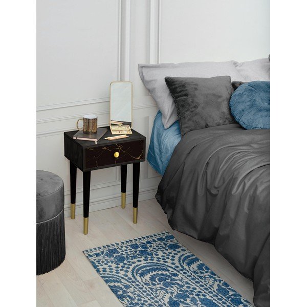 Runner blu in misto cotone, 55 x 135 cm Blue Flowers - Velvet Atelier-image-3