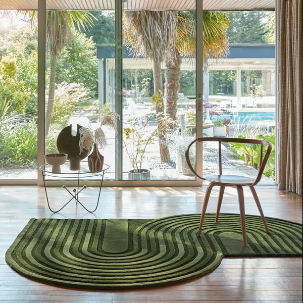 Tappeto verde in lana tessuto a mano 150x240 cm Conway Retro – Flair Rugs-image-1