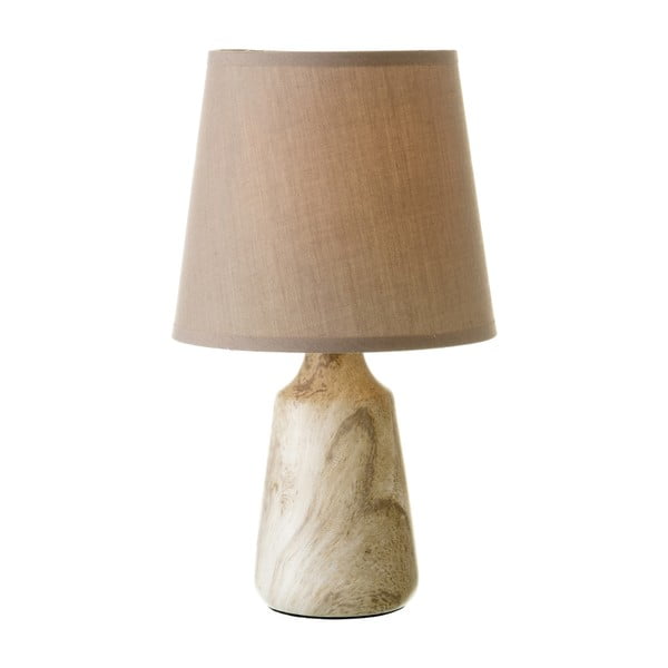 Lampada da tavolo in ceramica beige con paralume in tessuto (altezza 28 cm) - Casa Selección