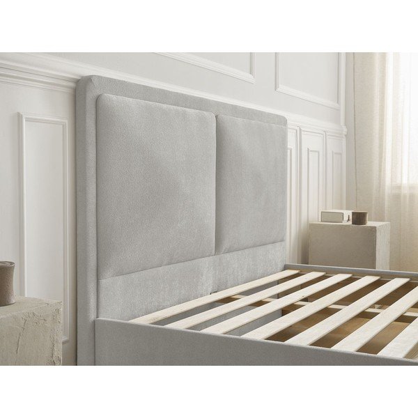 Letto matrimoniale imbottito grigio imbottito con rete inclusa 140x190 cm Mara – Bobochic Paris-image-4