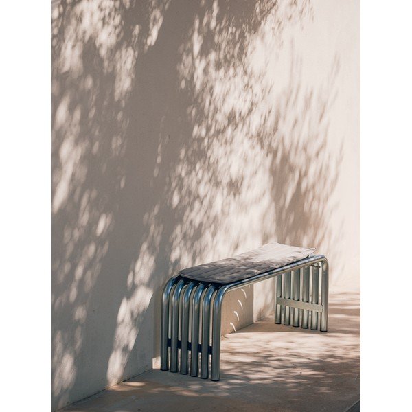 Panca da giardino argentata in metallo Nokk – noo.ma-image-1