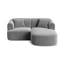 Divano angolare grigio chiaro (con penisola a destra/con chaise lounge) con rivestimento in velluto Campi – Cosmopolitan Design