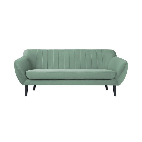 Divano a due posti Toscane verde menta, gambe nere - Mazzini Sofas