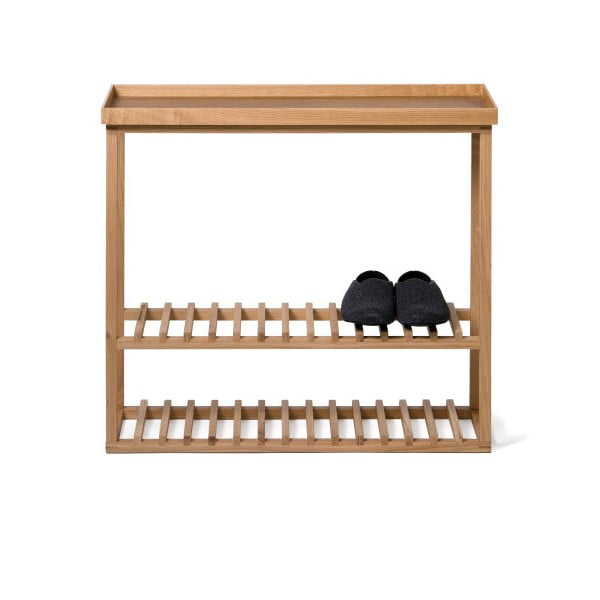 Scarpiera/tavolino con piano in quercia naturale Conservazione Hello - Wireworks-image-1