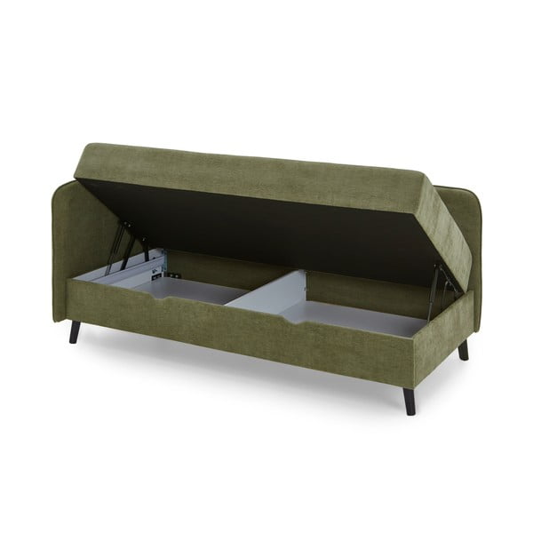 Letto singolo verde imbottito con contenitore 120x200 cm Kiruna - Meise Möbel-image-3