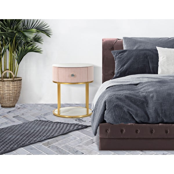 Comodino in rosa chiaro e oro Montpellier - Mauro Ferretti-image-1