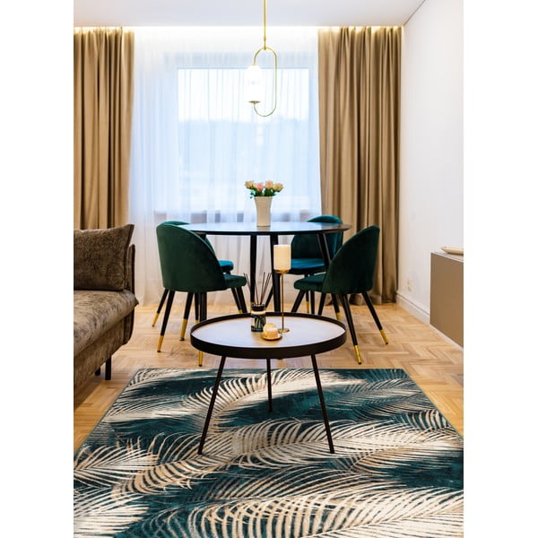 Tappeto in lana color petrolio 133x180 cm Areca - Agnella-image-1