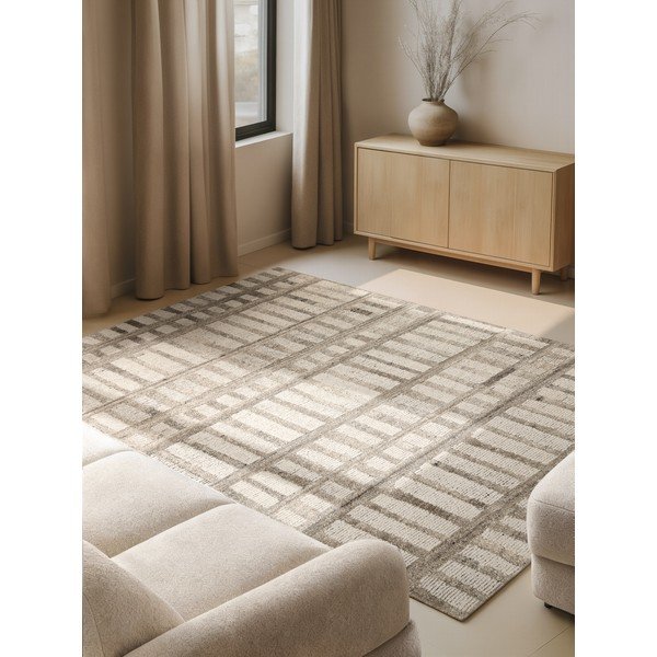 Tappeto color crema in lana tessuto a mano 160x230 cm Boho 1.0 Linara – Vikosa-image-1
