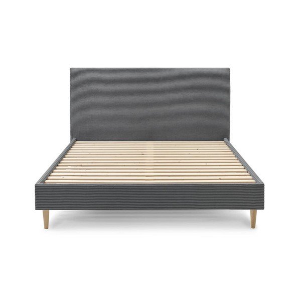 Letto matrimoniale imbottito antracite con griglia 160x200 cm Anja - Bobochic Paris-image-1