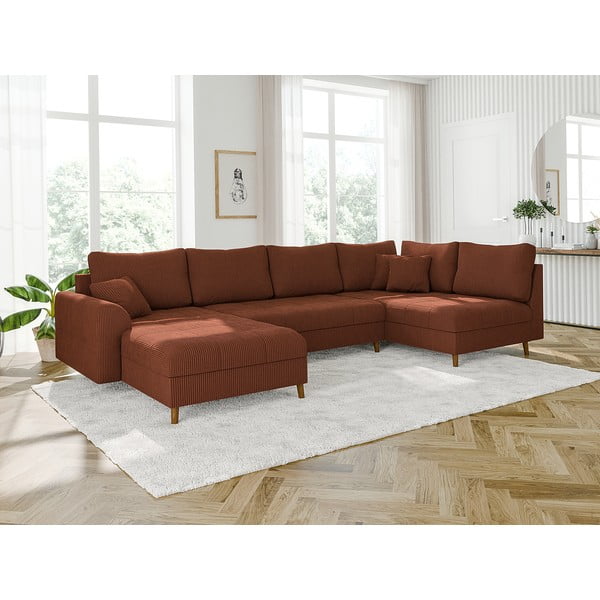 Divano angolare color mattone (con penisola a sinistra) con rivestimento in velluto a coste Ariella – Ropez-image-3