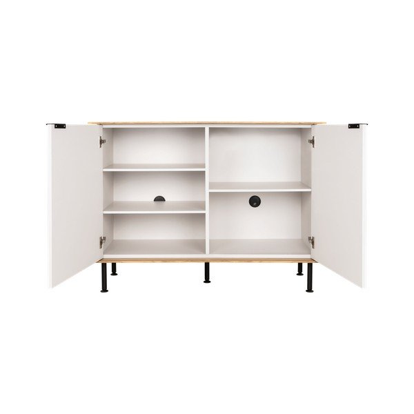 Credenza greige con effetto rovere con apertura per cavi 120x88x50 cm Suumo – noo.ma-image-3