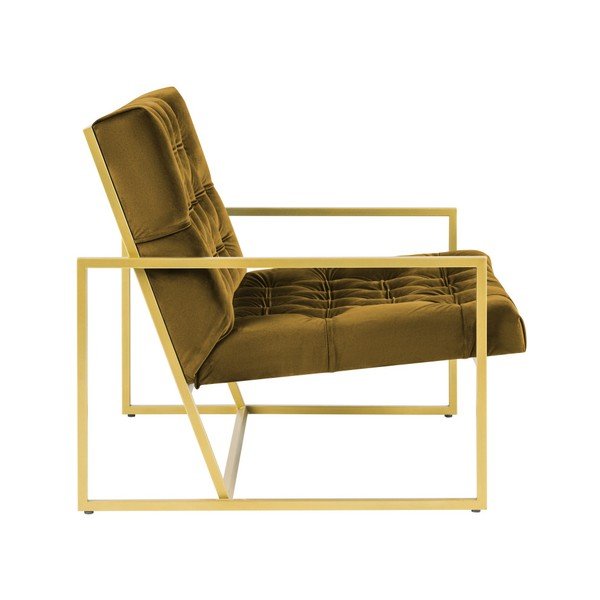 Poltrona Bono giallo senape con disegno dorato - Mazzini Sofas-image-3