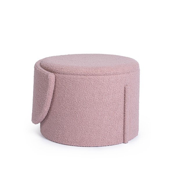 Poggiapiedi rosa polveroso con rivestimento in bouclé Anthea – Yes Everyday-image-3