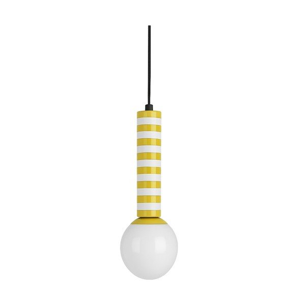 Lampadario giallo in metallo ø 12 cm Rayado Retro – Leitmotiv