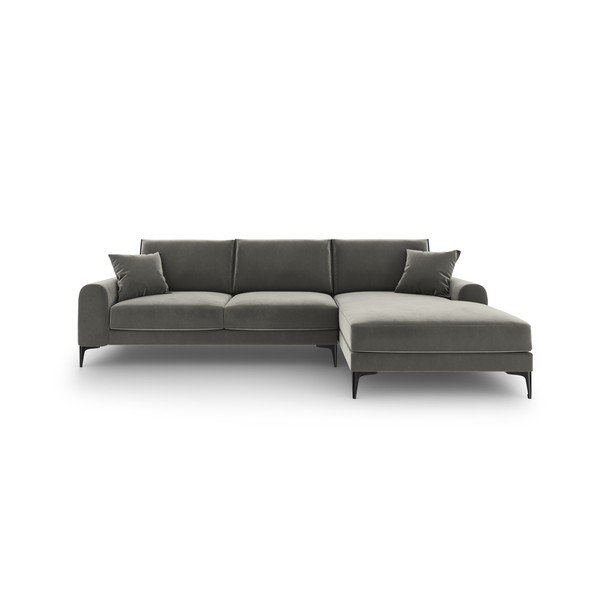 Divano angolare in velluto grigio chiaro, angolo destro Madara - Mazzini Sofas-image-2