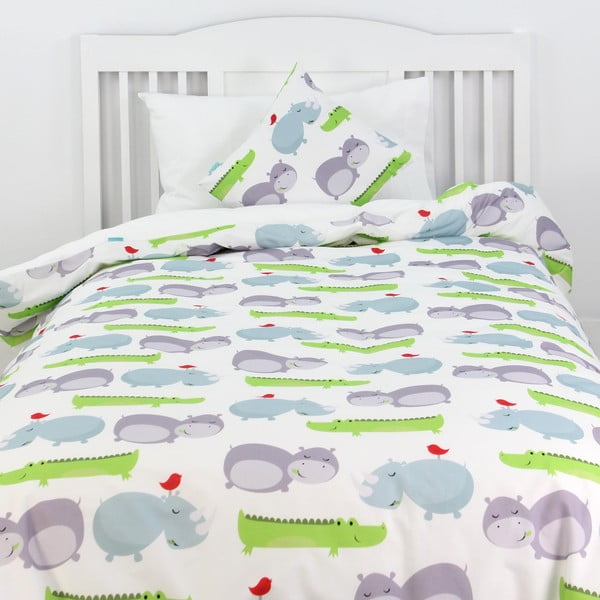 Copripiumino e cuscino in cotone per bambini , 140 x 200 cm Hippo - Mr. Fox-image-1
