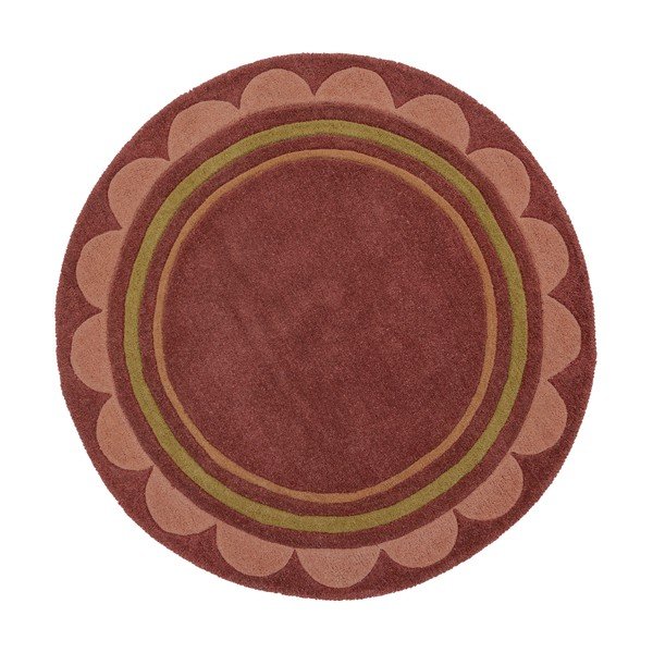 Tappeto rotondo burgundy in lana tessuto a mano ø 120 cm Lois – Flair Rugs