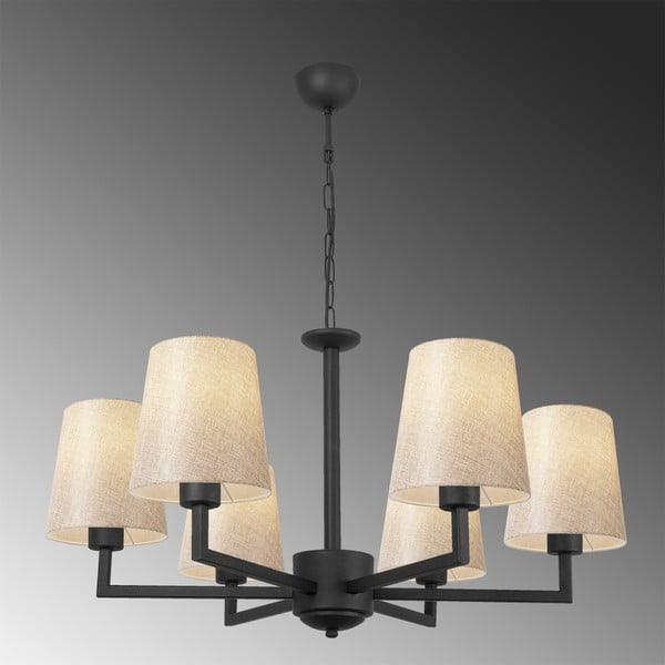 Lampadario nero con paralume in tessuto Profil – Opviq lights-image-3