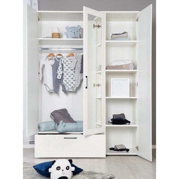 Armadio per bambini bianco con specchio 139x190 cm Sylt - Roba-image-2