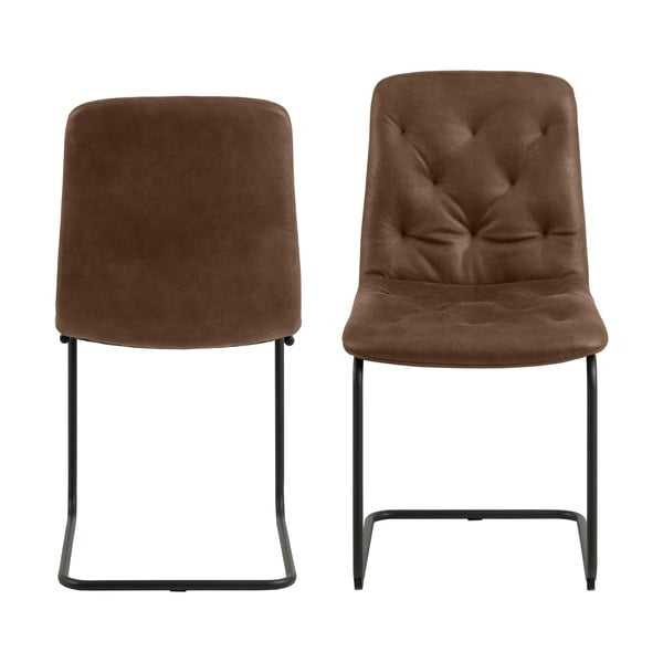 Set di 2 sedie da pranzo in similpelle marrone Kira - Actona-image-2