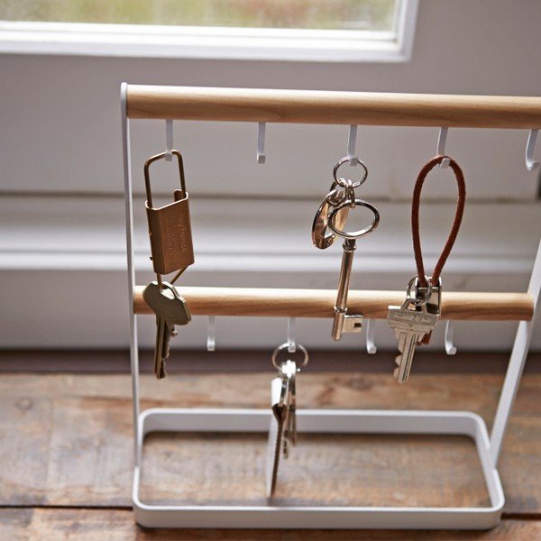 Portachiavi da tavolo bianco con dettaglio in faggio Tosca - YAMAZAKI-image-3