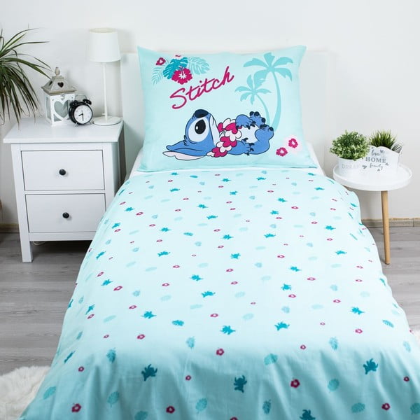 Set copripiumino e federa da bambini blu in cotone per letto singolo 140x200 cm Lilo a Stitch "Hawaii"  – Jerry Fabrics-image-2