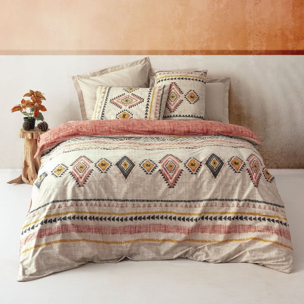 Biancheria da letto singola in cotone Renforcé color mattone/beige 140x200 cm Felix - Mijolnir