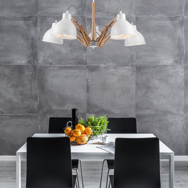 Lampada da soffitto bianco-marrone con paralume in metallo ø 15 cm Marcello - LAMKUR-image-2