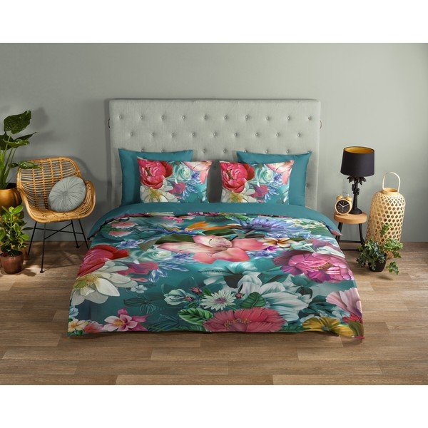 Biancheria in cotone turchese per letto singolo 140x200 cm - Good Morning-image-1