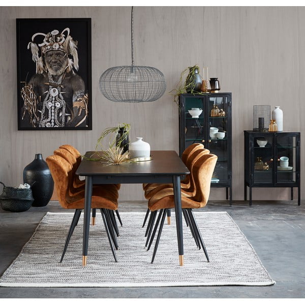 Tavolo da pranzo in legno di gomma nero , 180 x 90 cm Nelly - Canett-image-1