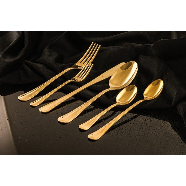 Posate dorate in acciaio inox 24 pz per 4 persone Luce – Kulig-image-2