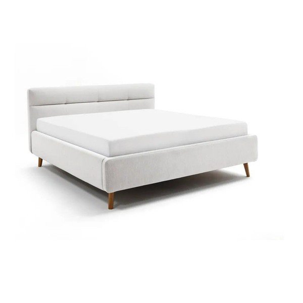 Letto matrimoniale imbottito grigio chiaro con contenitore con rete inclusa 180x200 cm Lotte – Meise Möbel