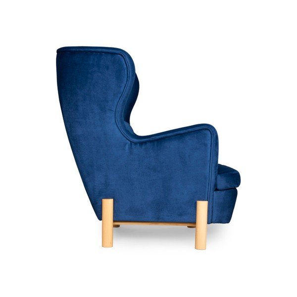 Tmavě modré křeslo ušák SKANDICA Ingrid Navy Blue-image-2