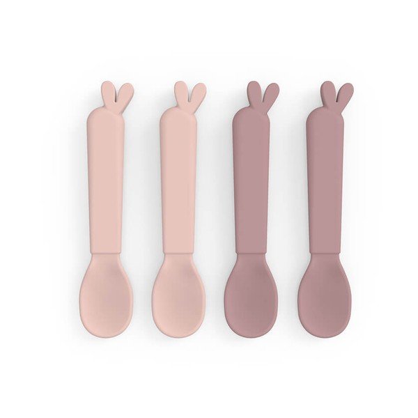 Posate per bambini in plastica rosa 4 pezzi Lalee - Done by Deer-image-1