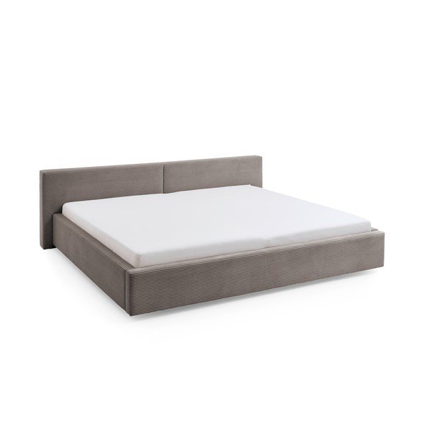 Letto matrimoniale imbottito grigio tortora con contenitore con rete inclusa 200x240 cm Cube – Meise Möbel
