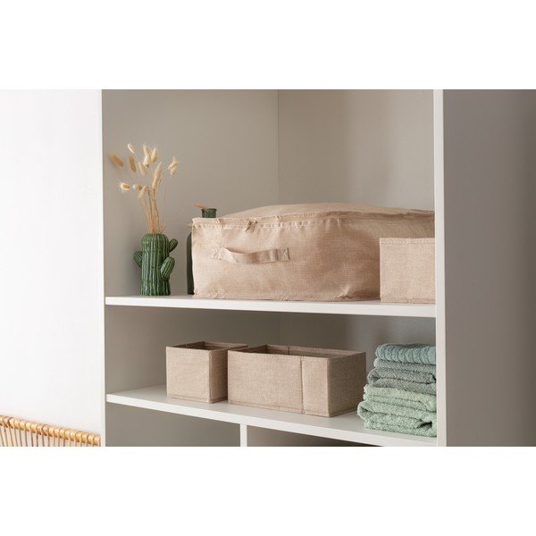Scatole in set beige in tessuto 2 pz 14x12x12 cm Sandy – Compactor-image-1