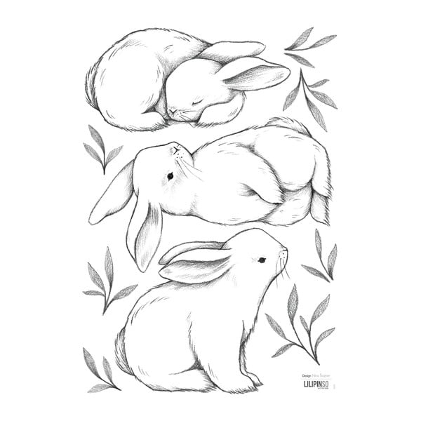 Foglio adesivo 30x42 cm Bunnies - Lilipinso